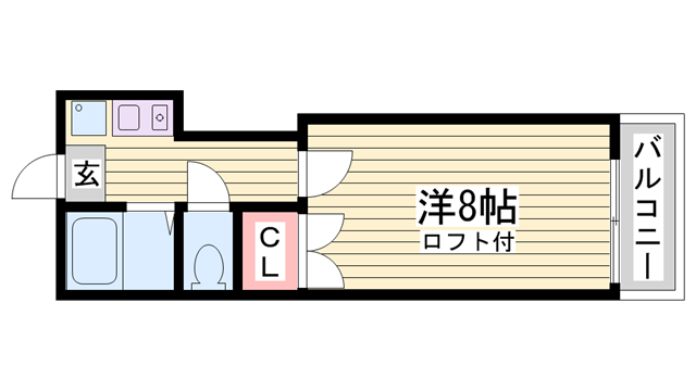 間取り図 家具家電付(洗濯機・ベッド・2ドア冷蔵庫・電子レンジ・テレビ・テーブル・カーテン) 間取り図